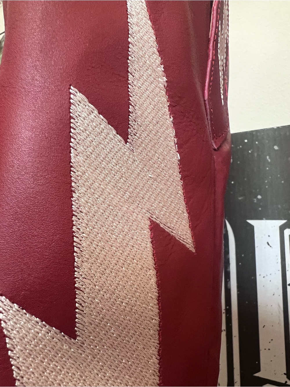 Dingo Red & White Western Lightning Bolt Tall Genuine Leather Boots 9 NWT - Picture 9 of 14